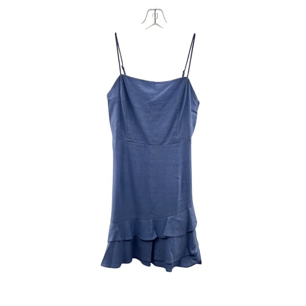 Lush Women's Square Neck Sheath Dress Blue Violet Size Medium Ruffle Hem